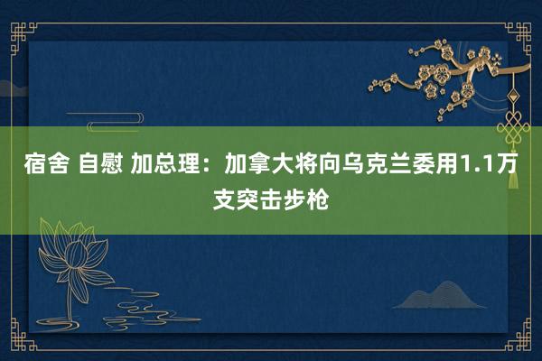 宿舍 自慰 加总理：加拿大将向乌克兰委用1.1万支突击步枪